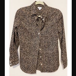 New J Crew leopard structured button down shirt // Never worn